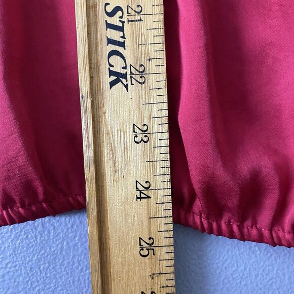 LOFT Blouse Sleeveless Pleated Neckline Bubble Hem Gold Zipper Back Womens M Red - Picture 7 of 9